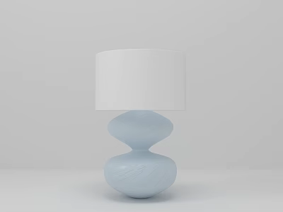 Modern Light Blue Table Lamp With Stacked Round Base And White Lampshade For Minimalist Decor 3d model