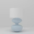 Modern Light Blue Table Lamp With Stacked Round Base And White Lampshade For Minimalist Decor