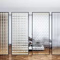 Room Dividers with Different Textured Glass Designs for Modern Interior Space Separation