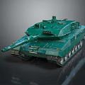 Green Military Tank 3D Model With Shiny Surface And Side View Design 3d model