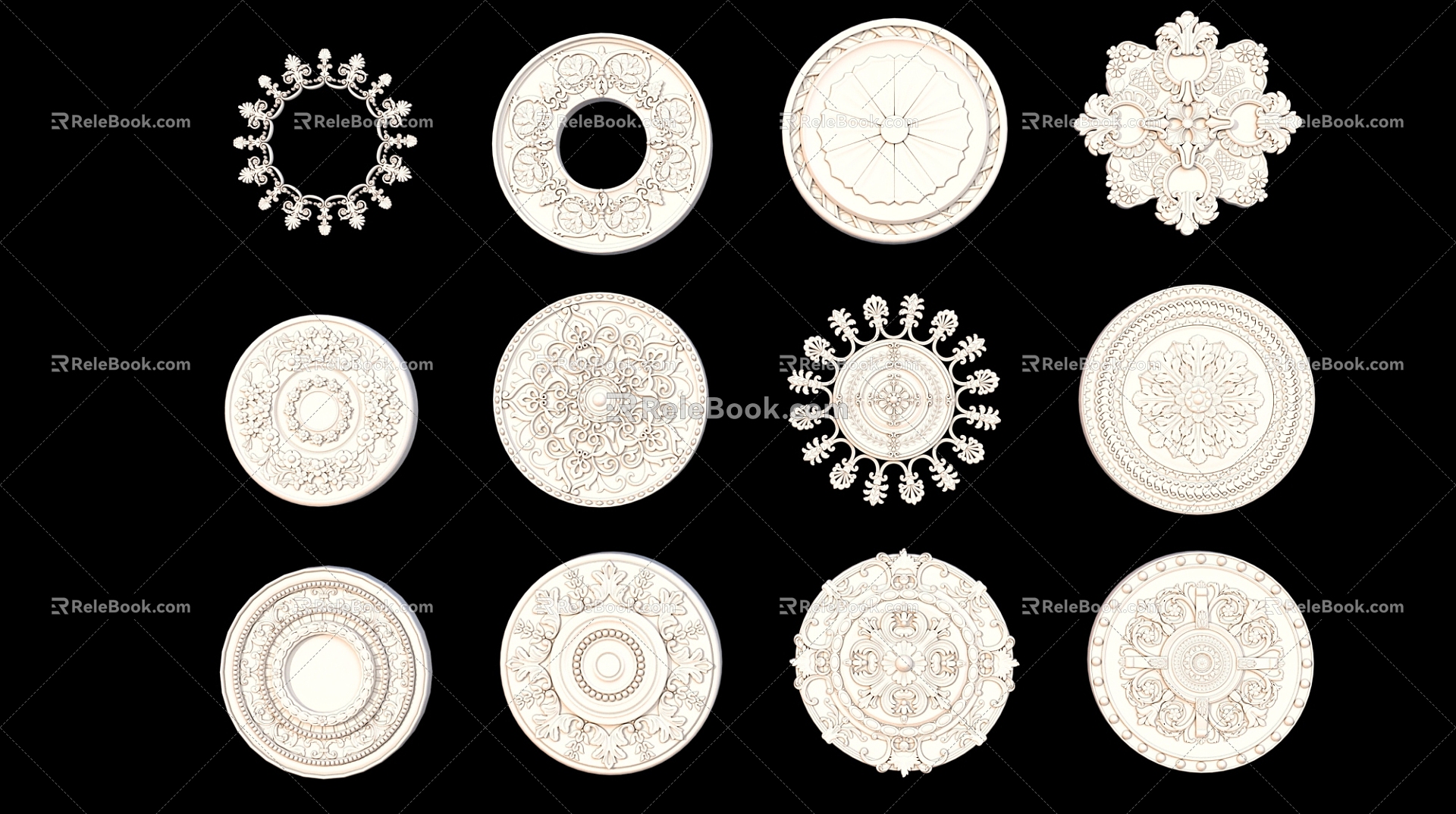 European-style carved plaster decoration 3d model