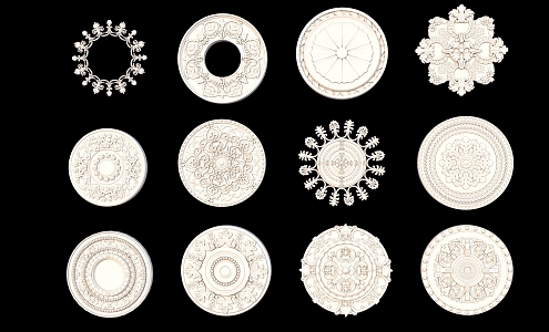 European-style carved plaster decoration 3d model