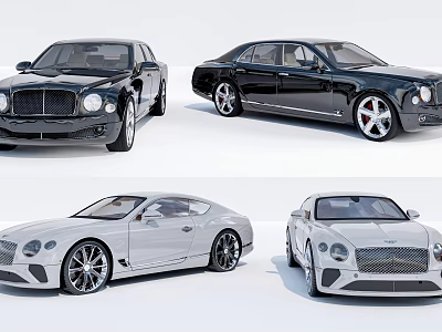 Luxury Cars Showcasing Black And White Sedan And Coupe Models With Classic Design And Exterior 3d model