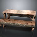 Rustic Wooden Outdoor Table with Attached Bench for Garden Patio Use