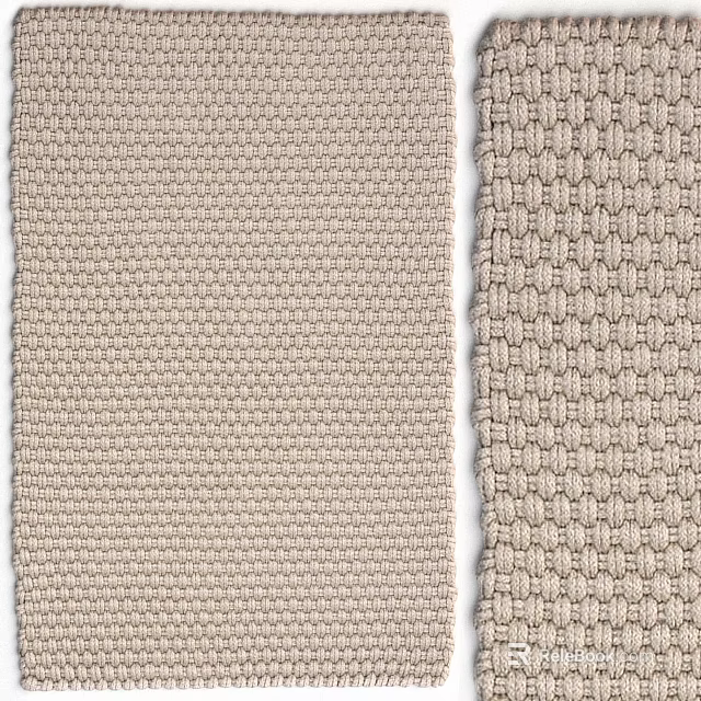 Durable Kitchen Appliance Mats With Beige Woven Textures And Two Patterns 3d model 