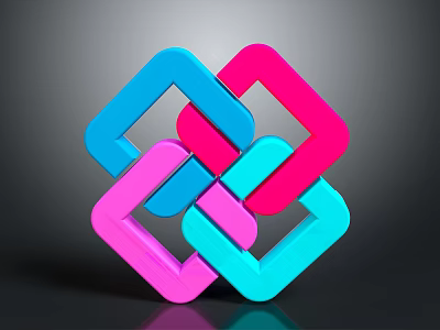 Modern Stylish Interconnected Blue Pink Squares Geometric Pattern For Home Decor Essentials 3d model