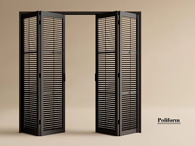 Modern Black Louvered Folding Doors with Stylish Design for Interior Space 3d model