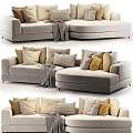Modern Two Seater Sofa With Decorative Pillows And Throw Blanket In Multiple Views 3d model