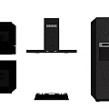 Modern Kitchen Appliances Set With Microwave Range Hood Gas Stove And Refrigerator