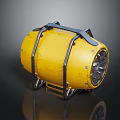 Yellow Textured Cylindrical Industrial Equipment With Metal Frame And Wheels