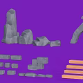 Creative Building Blocks Set with Various Shapes Colors and Architectural Parts Like Arches Walls Roofs