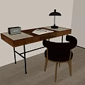 Middle style desk and chair combination 3d model