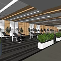 Modern Fitness Gym Interior With Ping Pong Table Fitness Equipment And Seating Area
