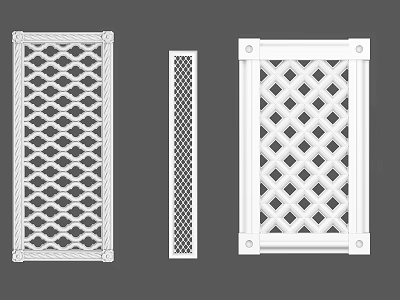 Three Different Decorative Partition Panels Featuring Lattice And Diamond Patterns 3d model