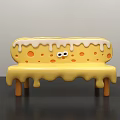 Yellow Public Chair With Orange Spots White Dripping Decor Eyes Design And Brown Legs