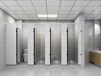 Modern Public Toilet Office Simple Office Area Toilet Corridor Dining Area Canteen Restaurant Meeting Room 3d model