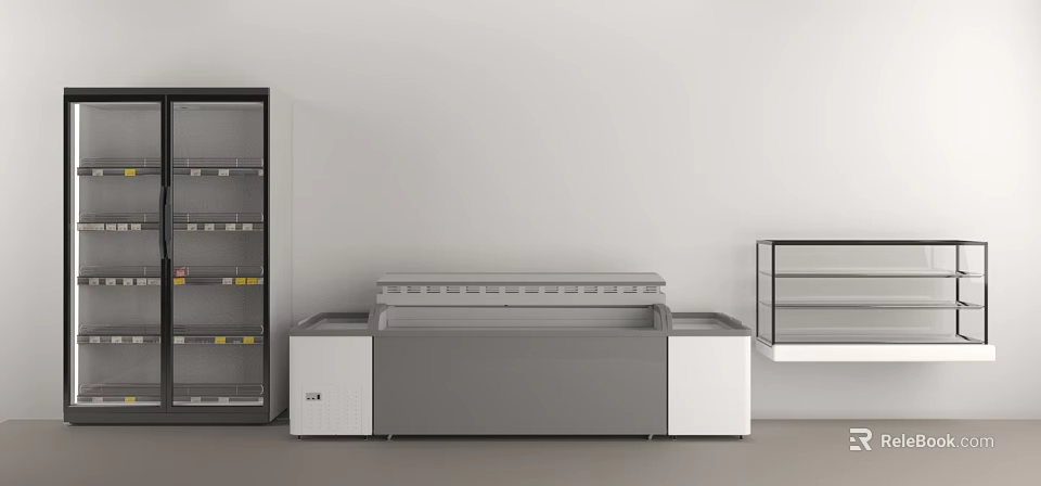 Modern Storage Cabinet Rack With Multi Layer Shelves Glass Door And Countertop 3d model 