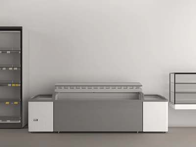 Modern Storage Cabinet Rack With Multi Layer Shelves Glass Door And Countertop 3d model