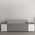 Modern Storage Cabinet Rack With Multi Layer Shelves Glass Door And Countertop