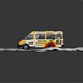 Yellow Van Model Parked on Snowy Platform with Detailed Exterior Design