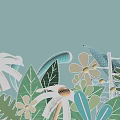 Pastel Decorative Flowers With Green Leaves And Blue Accents For Home Decor