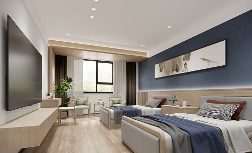 New Chinese Nursing Home Nursing Home Double Room 3d model