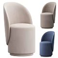 Modern Upholstered Stools In Beige And Blue With Round Design And Backrest