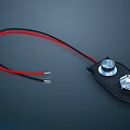 Electronic Device Module Featuring Red Black Wires Circular Hexagonal Metal Components On Black Base 3d model