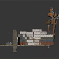 3D Industrial Construction Scene Model With Cranes Containers And Platform Structures