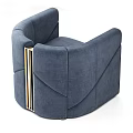 Elegant Modern Single Sofa With Dark Velvet Fabric And Gold Metal Arms
