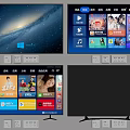 Smart TV Home Screen Interface With Streaming Apps And Video Content 3d model