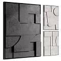 Modern Gray Geometric Wall Decor With Abstract Panels And Textured Design 3d model