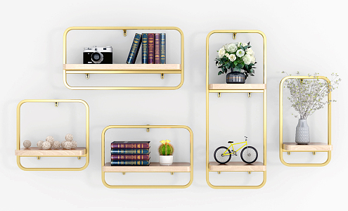 Light Luxury Wall Storage Rack Decorative Rack 3d model