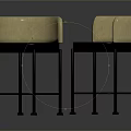 Modern Bar Stools With Yellow Backrests And Grid Patterned Seats On Black Metal Frames 3d model