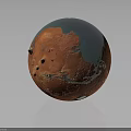 Realistic Mars Like Sphere Model With Red Surface Blue Regions And Craters 3d model
