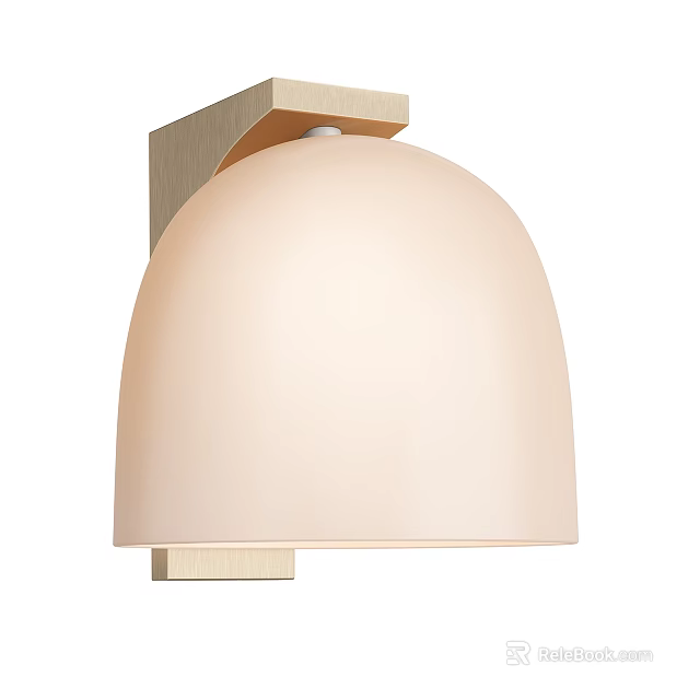 Modern Wall Light With Wooden Base And Beige Dome Shade For Contemporary Home Decor 3d model 
