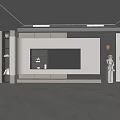 Modern Minimalist TV Wall Design With Built-in TV And LED Lighting Shelves