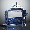 Contemporary Information Kiosk With Blue Design Display Screen Number 60 And Metallic Structure