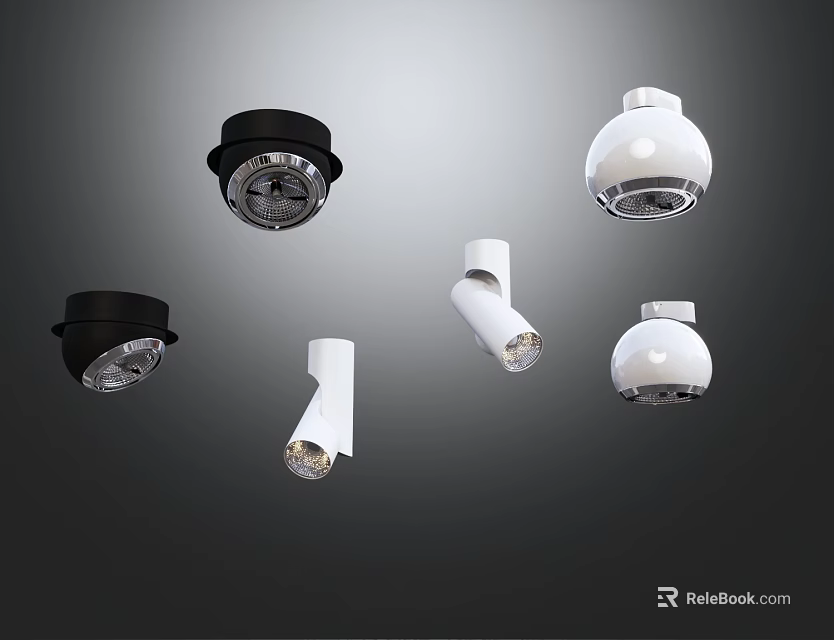 Modern Recessed Downlights and Spotlights with Sleek Design for Interior Lighting 3d model 