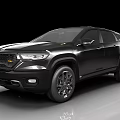 Sleek Black SUV Modern Exterior With Front Grille Headlights And Alloy Wheels