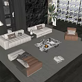 Modern Minotti Sofa Coffee Table Combination 3d model
