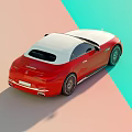 Red And White Two Tone Convertible Sports Car With Sleek Aerodynamic Design And Alloy Wheels