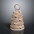 Decorative Ceramic Bell With Woven Pattern And Embossed Beads On Top Ring
