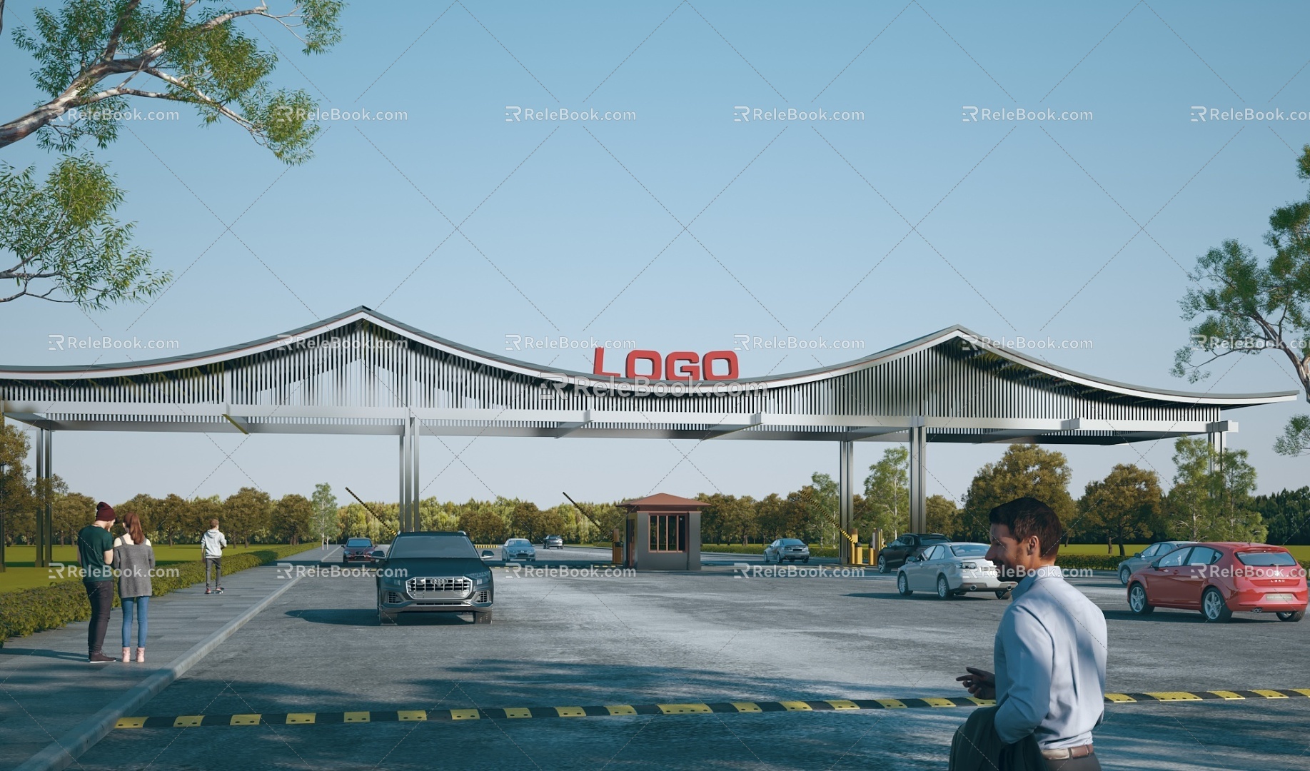 Modern Gate Gate Building Factory Gate Guard Recorder Room Gate Entrance Park Gate Gate Gate 3d model