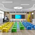 School Music Classroom With Colorful Stools Musical Notes And Bright Space