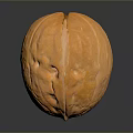 Shelled Walnut With Natural Surface Texture On Dark Background Showing Reflection
