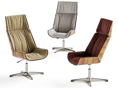 Modern Office Chairs with Beige Gray and Brown Ergonomic Backrest Metal Swivel Base 3d model