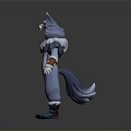 Gray Wolf Themed Game And Movie Character With Red Lining White Fur And Yellow Accessories Standing Pose