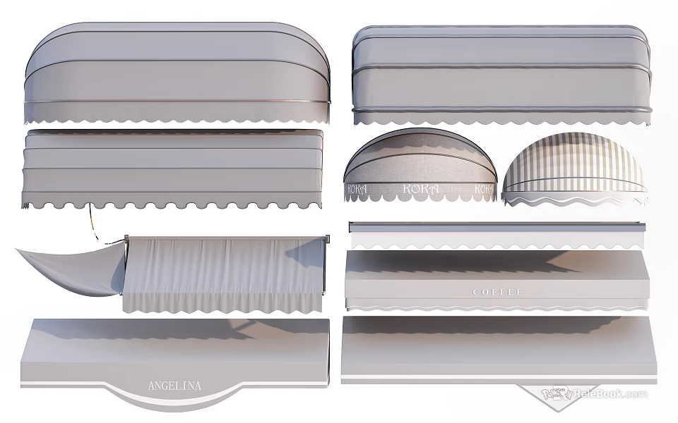 Different Styles of Awnings for Outdoor Spaces with Modern and Classic Designs 3d model 