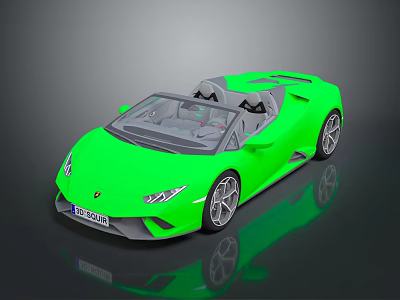 Green Convertible Luxury Sports Car With Open Top And Modern Design 3d model